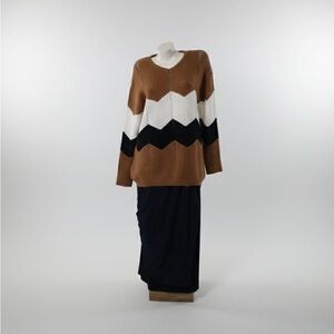 Elegant Tan Chevron Knit Sweater